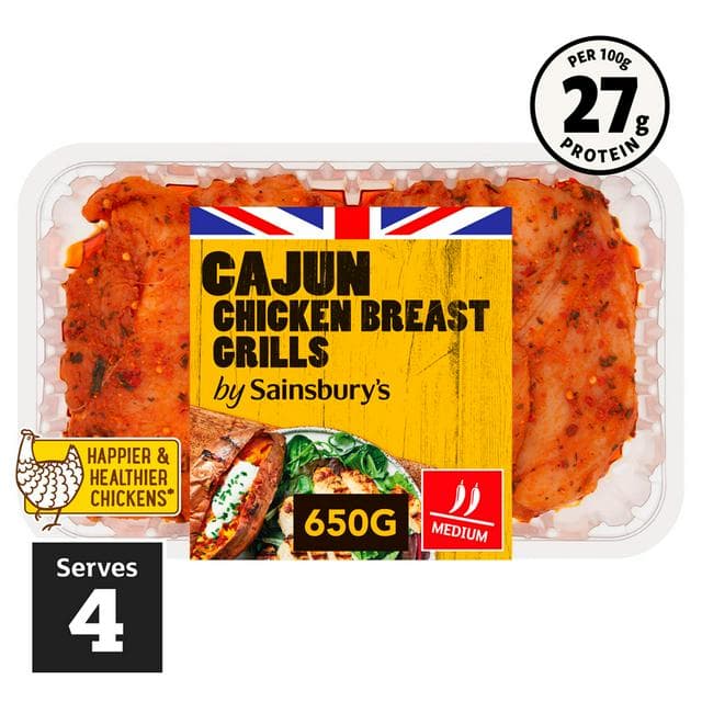 Sainsbury's Cajun British Chicken Breast Grills 650g - gallery image 1