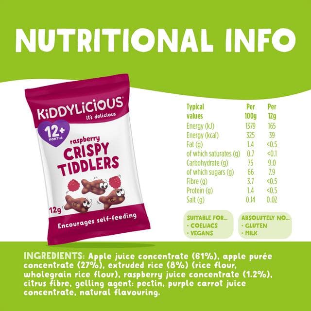 Kiddylicious Raspberry Crispy Tiddlers Baby Snacks 12g - gallery image 3