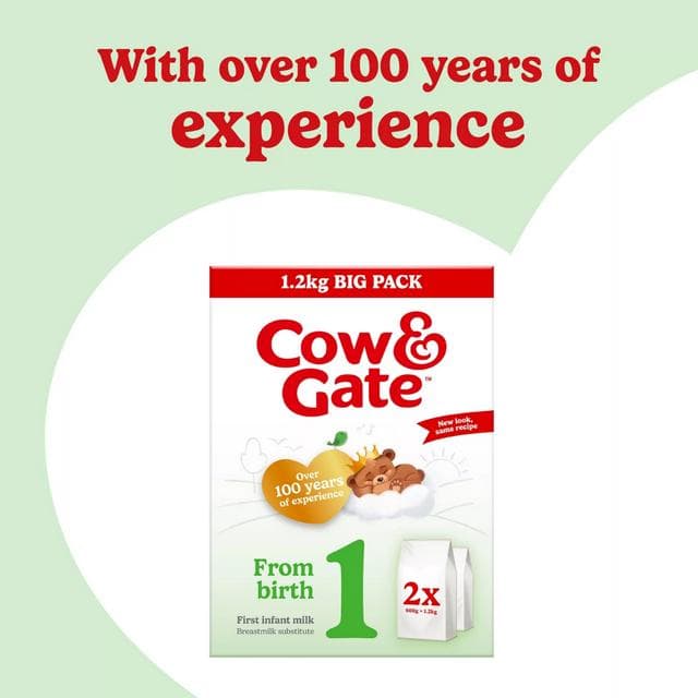 Cow & Gate 1 First Infant Baby Milk Formula Powder From Birth Big Pack 1.2kg - gallery image 2