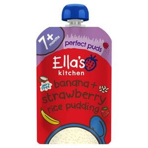 Ella's Kitchen Organic Dairy Free Rice Pudding with Bananas & Strawberries Baby Food Pouch 7+ Months 80g