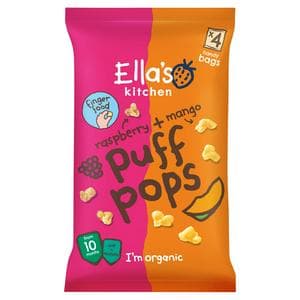 Ella's Kitchen Organic Raspberry & Mango Puff Pops Multipack Baby Snack 10+ Months 4x9g