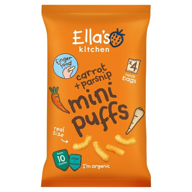 Ella's Kitchen Organic Carrot & Parsnips Mini Puffs Multipack Baby Snack 10+ Months 4x8g - gallery image 1