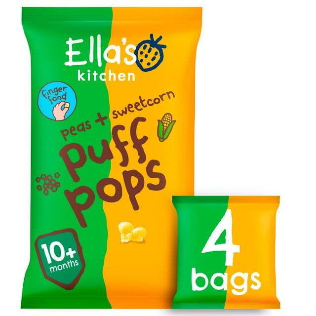 Ella's Kitchen Organic Peas & Sweetcorn Puff Pops Multipack Baby Snack 10+ Months 4x9g - gallery image 1
