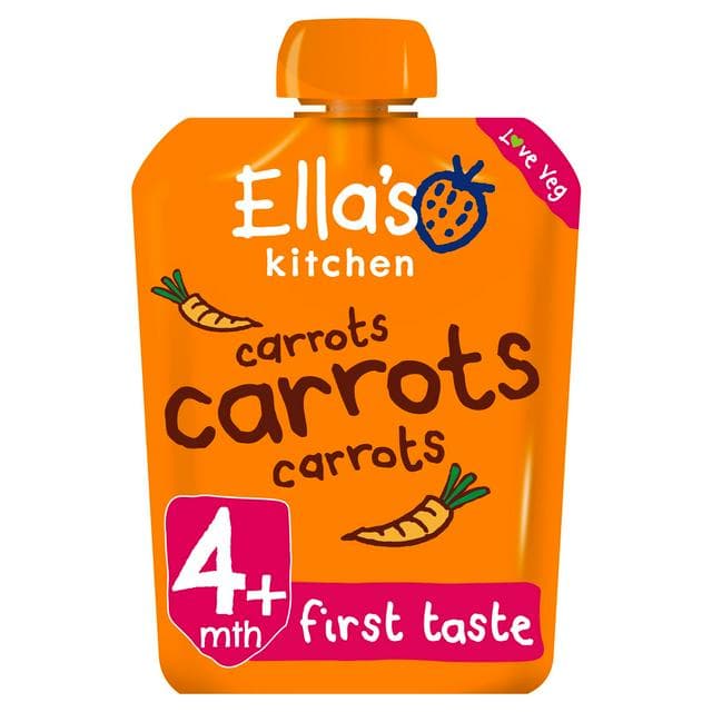 Ella's Kitchen Organic Carrots First Tates Baby Food Weaning Pouch 4+ Months 70g - gallery image 1