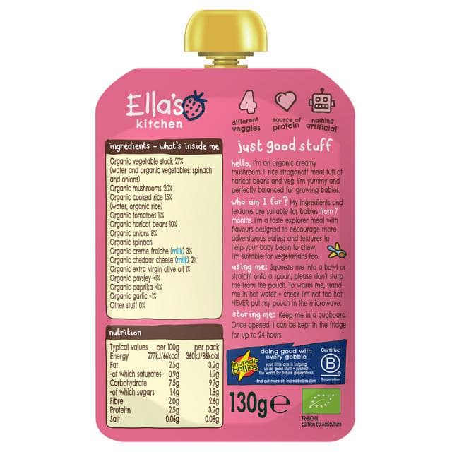 Ella's Kitchen Organic Mushroom Stroganoff Baby Food Pouch 7+ Months 130g - gallery image 2