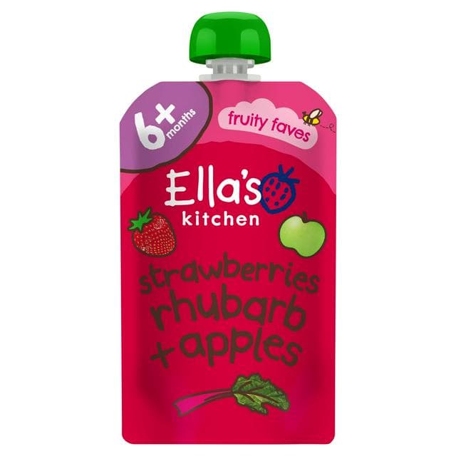 Ella's Kitchen Organic Strawberries, Rhubarb & Apples Baby Food Pouch 4+ Months 120g - gallery image 1