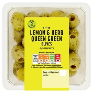 Sainsbury's Lemon & Herb Queen Green Olives 280g