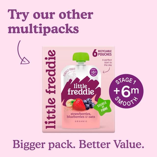 Little Freddie Organic Blueberry & Banana Yoghurt Baby Food Pouch Multipack 6+ Months 6 x 100g - gallery image 6