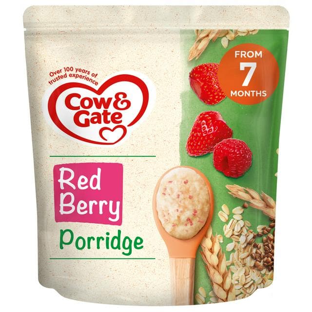 Cow & Gate Red Berry Wholegrain Porridge Baby Cereal 200g - gallery image 1