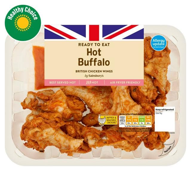 Sainsbury's Hot Buffalo Cooked British Chicken Wings 525g - gallery image 1