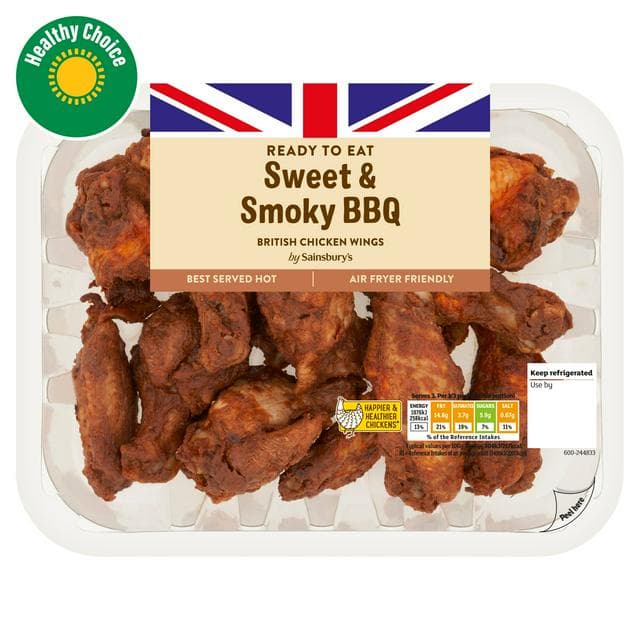 Sainsbury's Sweet & Smoky BBQ Cooked British Chicken Wings 525g - gallery image 1