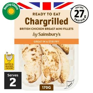 Sainsbury's Chargrilled Cooked British Chicken Breast Mini Fillets 170g