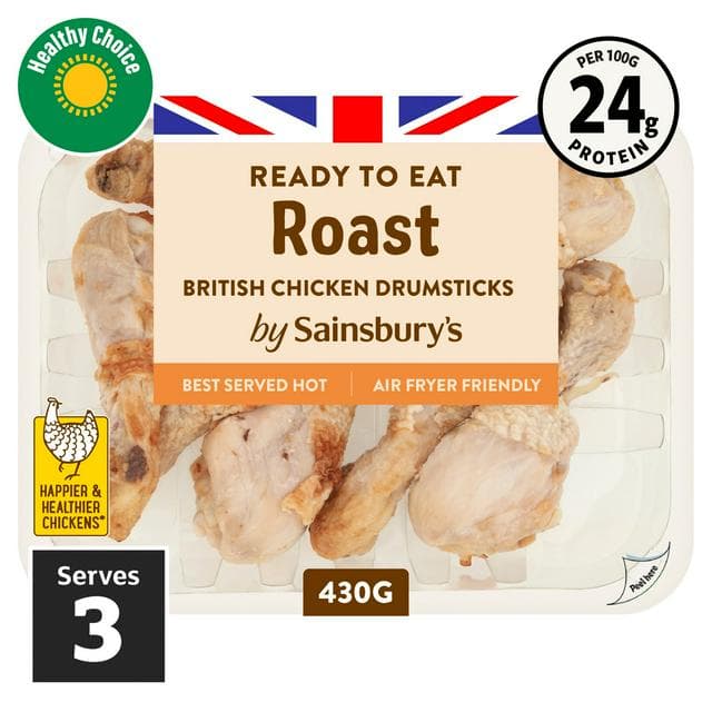 Sainsbury's Roast British Cooked Chicken Drumsticks 430g - gallery image 1
