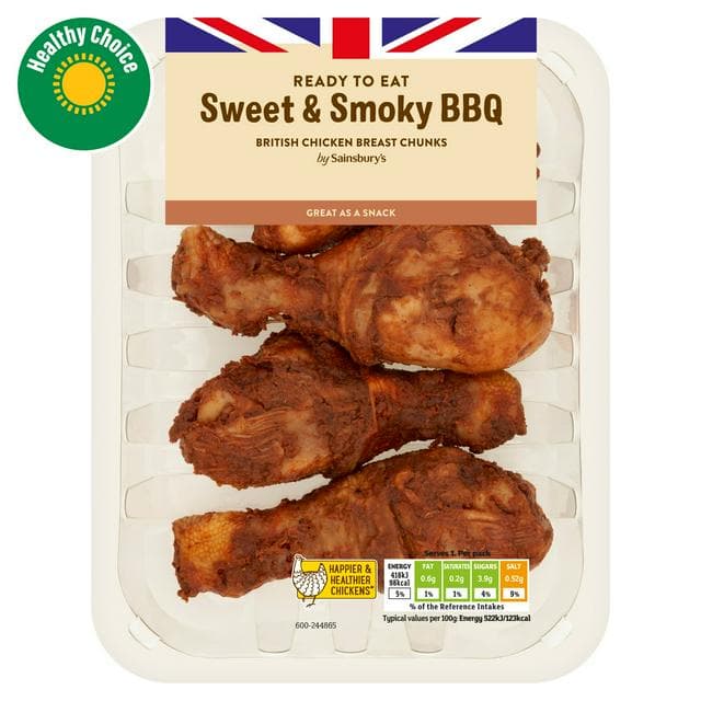 Sainsbury's Sweet & Smoky Cooked British Chicken Drumsticks 430g - gallery image 1