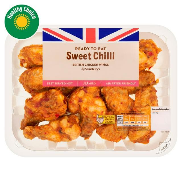 Sainsbury's Sweet Chilli Cooked British Chicken Wings 525g - gallery image 1