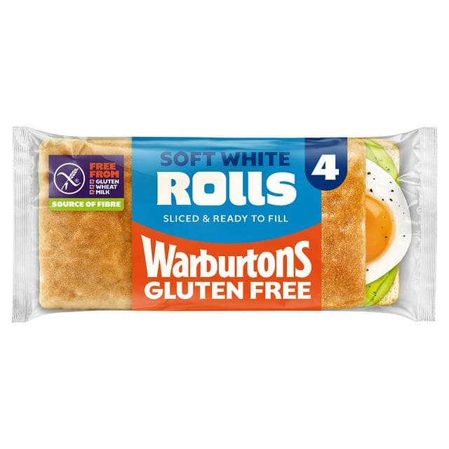 Warburtons Gluten Free Super Soft Sliced Square Rolls x4 240g - gallery image 1