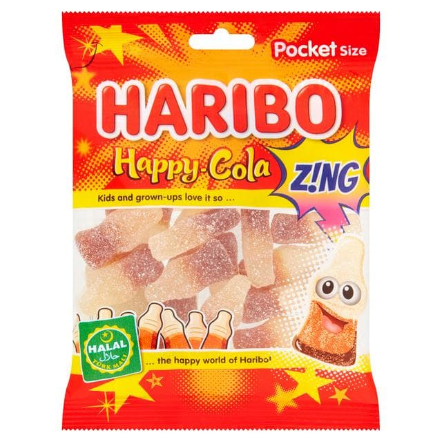 Haribo Halal Happy-Cola Z!ng Bag 100g - gallery image 1