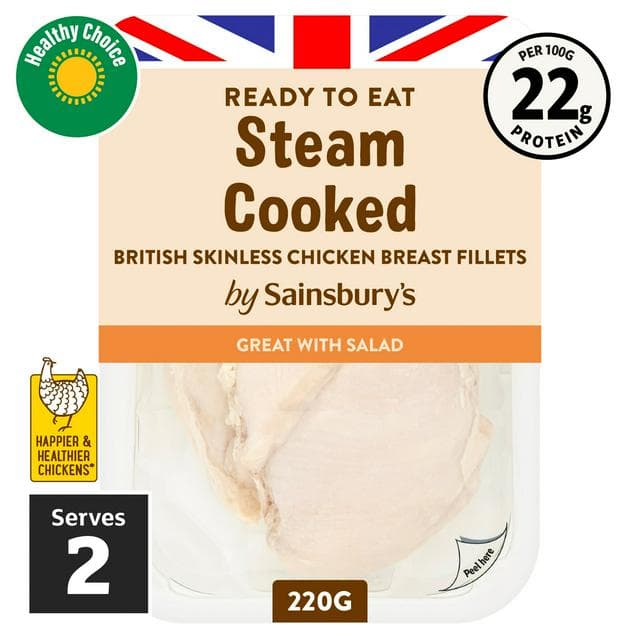 Sainsbury's Steam Cooked British Chicken Breast Fillets x2 220g - gallery image 1