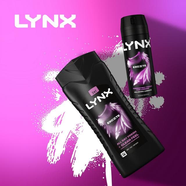 Lynx 500ml Excite 3 in 1 Body Wash Shower Gel for Men - gallery image 5