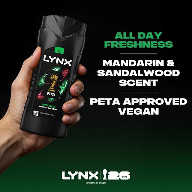 Lynx 500ml Africa 3 in 1 Body Wash Shower Gel for Men - gallery image 6
