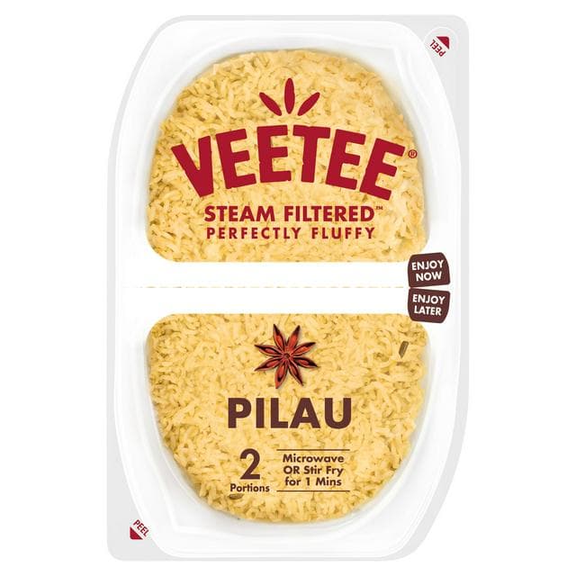 Veetee Heat & Eat Pilau Rice Pots x2 250g - gallery image 1