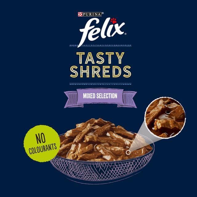 Felix Tasty Shreds Mixed Selection in Gravy Wet Cat Food 40 x 80g - gallery image 2