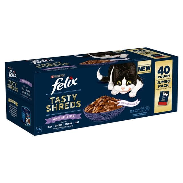 Felix Tasty Shreds Mixed Selection in Gravy Wet Cat Food 40 x 80g - gallery image 2