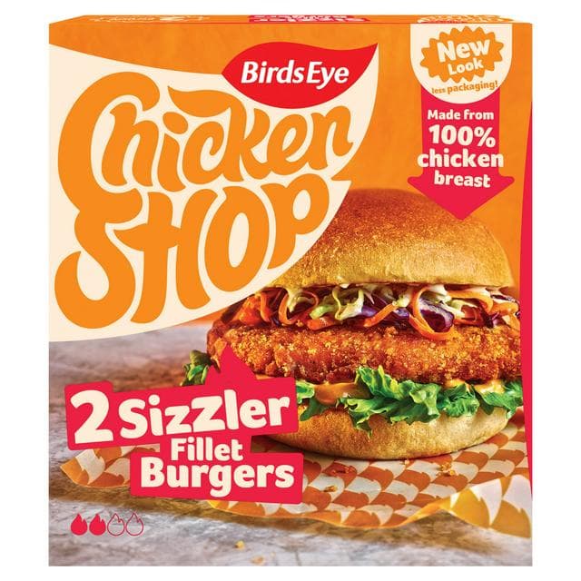 Birds Eye Chicken Shop 2 x Sizzler Breaded Chicken Fillet Burgers 227g - gallery image 1