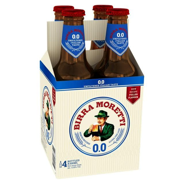 Birra Moretti Zero 0.0% Alcohol Free Beer Bottle 4 x 330ml - gallery image 1