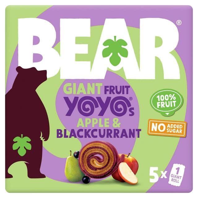 BEAR Giant Fruit Yoyos Apple & Blackcurrant Multipack 5x20g - gallery image 1