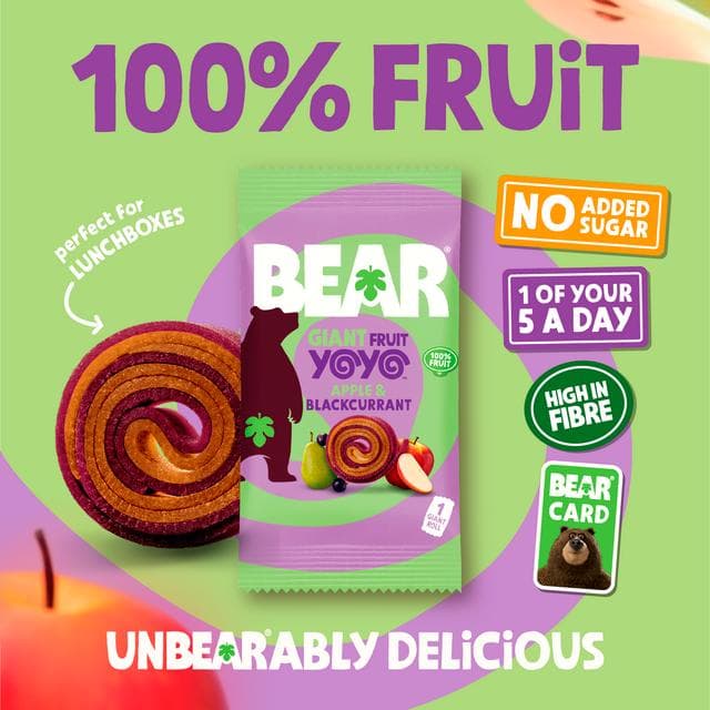 BEAR Giant Fruit Yoyos Apple & Blackcurrant Multipack 5x20g - gallery image 3
