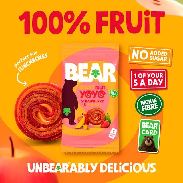 BEAR GIANT Fruit Yoyos Strawberry & Mango Multipack 5x20g - gallery image 3