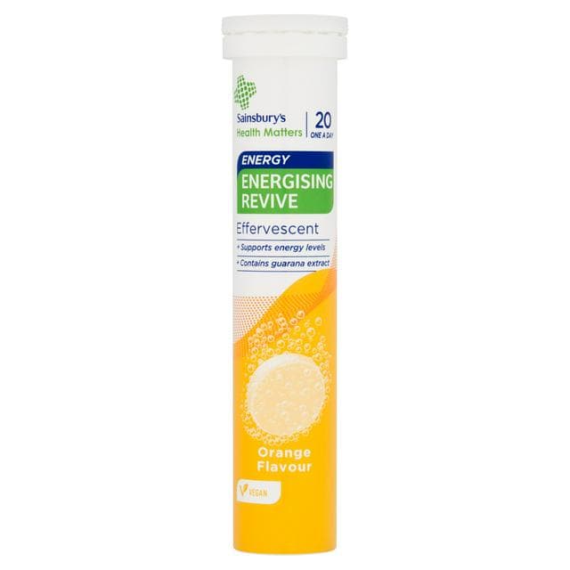 Sainsbury's Energy Energising Revive Effervescent Orange Flavour Tablets x20 - gallery image 1