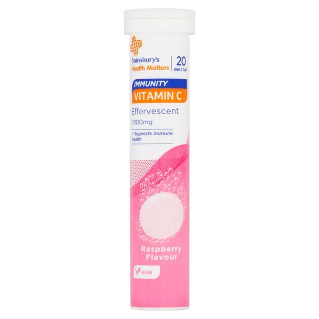 Sainsbury's Health Matters Immunity Vitamin C Effervescent Raspberry Flavour Tablets 1000mgx20 - gallery image 1