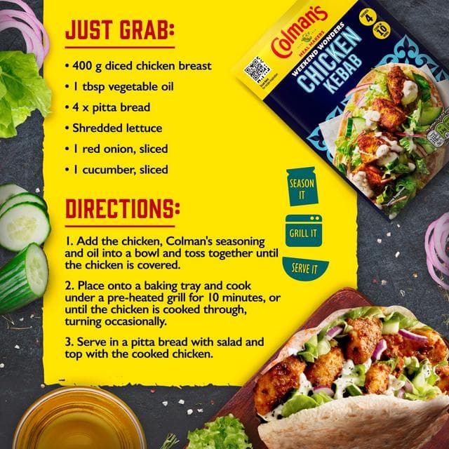 Colman's Weekend Wonders Meal Maker Recipe Mix Chicken Kebab 30g - gallery image 6