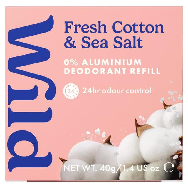 Wild Natural Deodorant Refill Fresh Cotton & Sea Salt 40g - gallery image 1