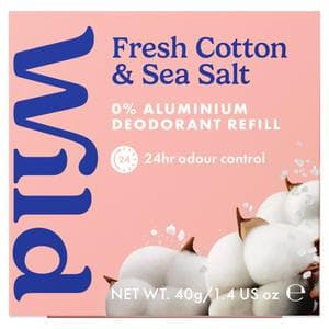Wild Natural Deodorant Refill Fresh Cotton & Sea Salt 40g