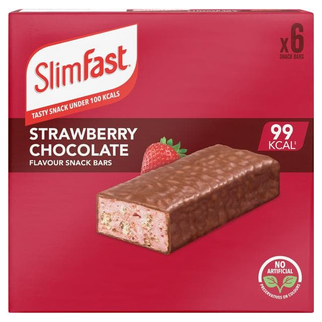 SlimFast Snack Bars Chocolate Strawberry Flavour bars x6 25g - gallery image 1