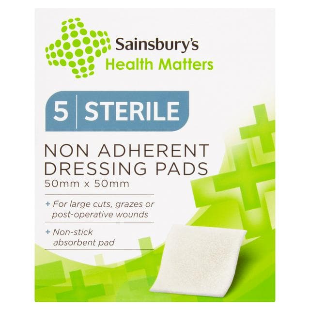 Sainsbury's Health Matters Sterile Non Adherent Dressing Pads x5 - gallery image 1