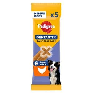 Pedigree Dentastix Daily Adult Medium Dog Treats Dental Sticks x5 128g