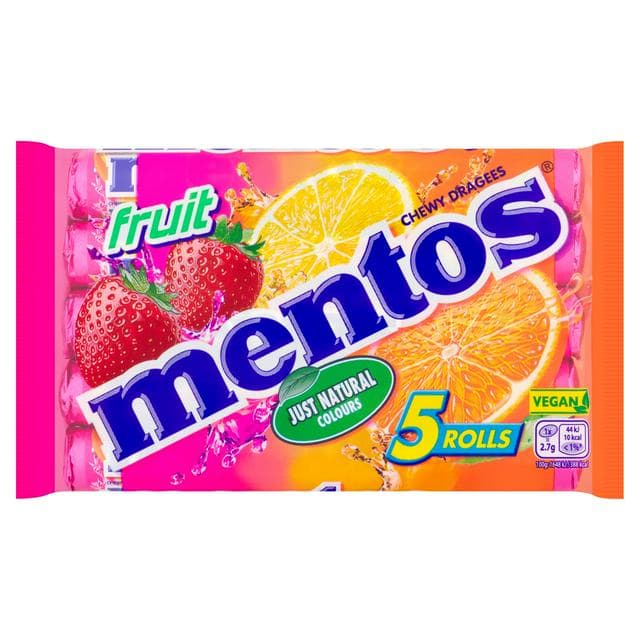 Mentos Fruit Chewy Dragees Rolls 5x38g - gallery image 1