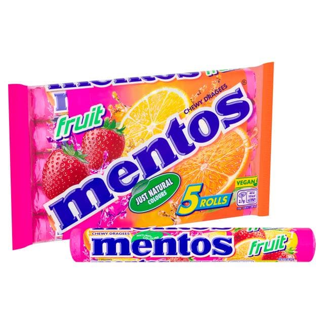 Mentos Fruit Chewy Dragees Rolls 5x38g - gallery image 2