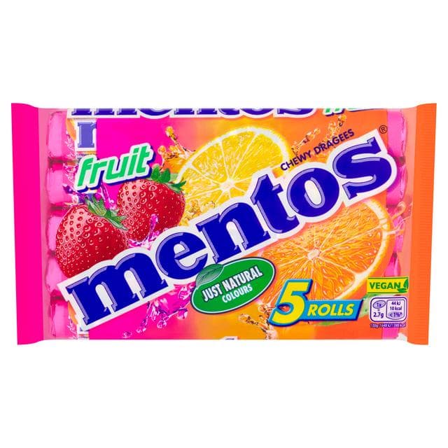 Mentos Fruit Chewy Dragees Rolls 5x38g - gallery image 4