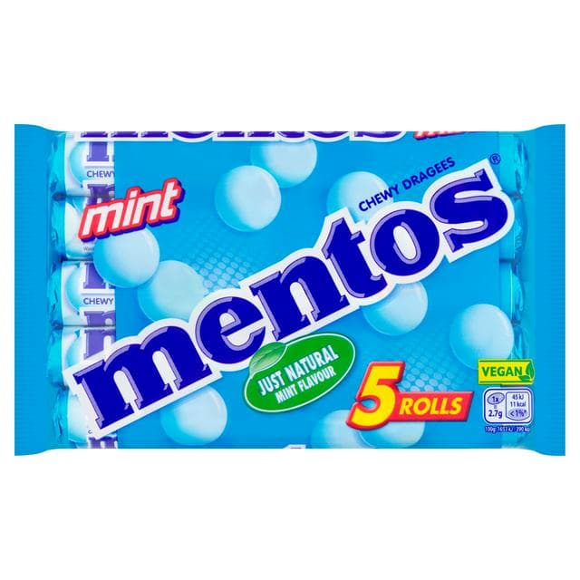 Mentos Chewy Dragees Mint Rolls 5x38g - gallery image 1