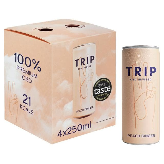 TRIP 4 x 250ml Peach Ginger Sparkling Drink - gallery image 1