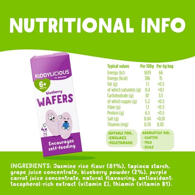 Kiddylicious Blueberry Mini Wafers Baby Snacks 4x4g - gallery image 3