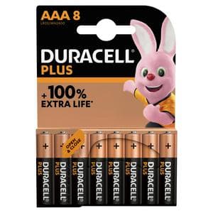 Duracell Plus Pack of 8100% Extra Life AAA Batteries