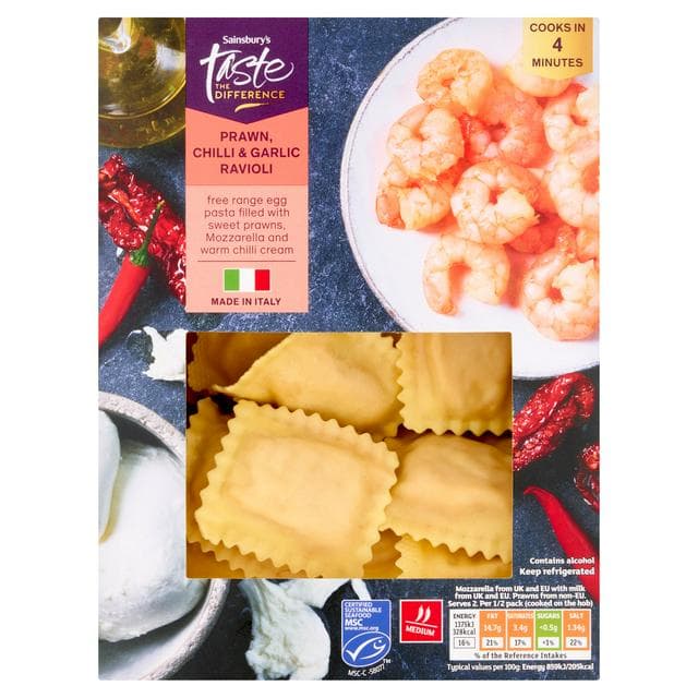 Sainsbury's Prawn, Chilli & Garlic Ravioli, Taste the Difference 250g - gallery image 1