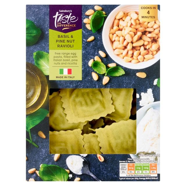 Sainsbury's Basil & Pine Nuts Ravioli, Taste the Difference 250g - gallery image 1