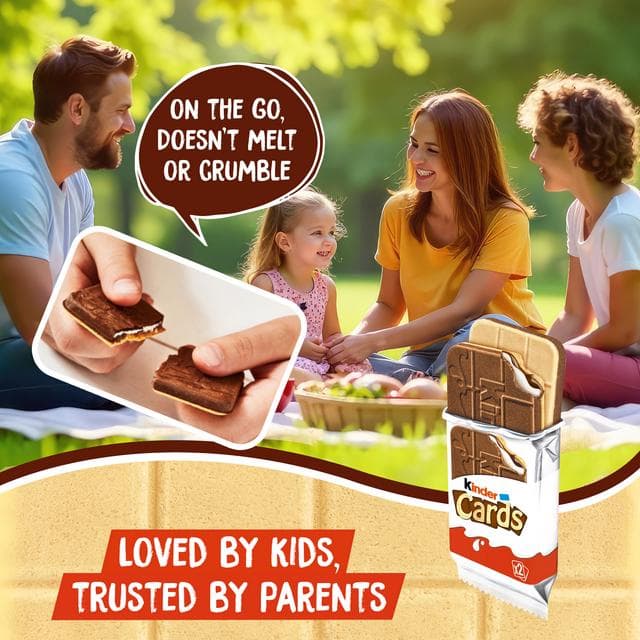 Kinder Cards Chocolate & Milk Wafer Biscuit Multipack 8x12.8g - gallery image 4